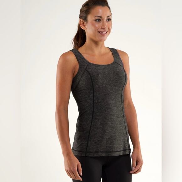 Lululemon Run Free Tank Ruffle Back In Heathered Black Size 4 Running Gym Active - Picture 3 of 15